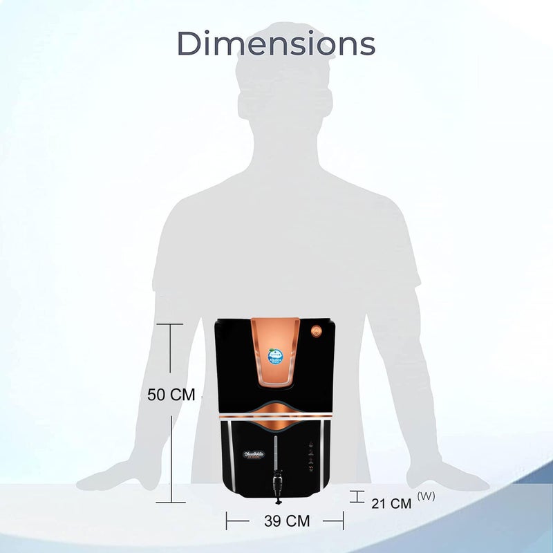 Skypure RO Water purifier with Aqua Copper Infuser and Bio Alkaline 12 Liter storage Tank RO UV Cu Alk UF TDS Suitable for all type of water Supply Black A92 Seltos Gold Copper Alkaline - Image 5
