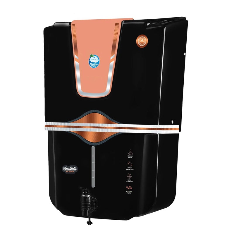 Skypure RO Water purifier with Aqua Copper Infuser and Bio Alkaline 12 Liter storage Tank RO UV Cu Alk UF TDS Suitable for all type of water Supply Black A92 Seltos Gold Copper Alkaline - Image 2