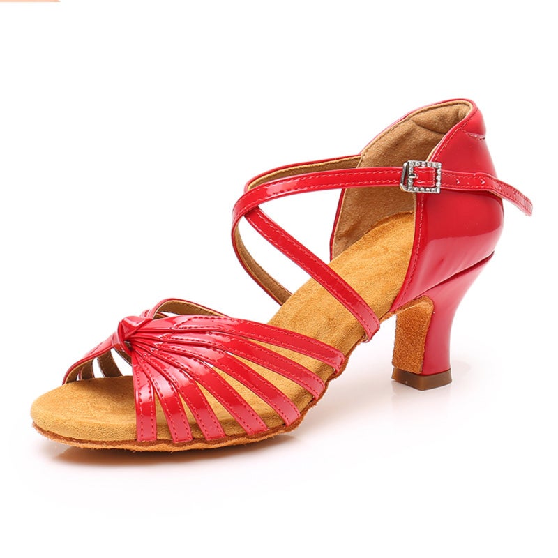 Latin dance shoes PU leather soft-soled high heels/gold 5.5cm heel height - Image 4