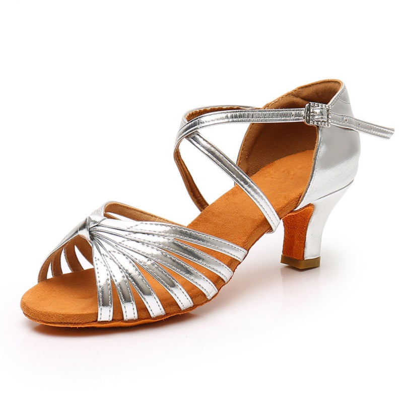Latin dance shoes PU leather soft-soled high heels/gold 5.5cm heel height - Image 5