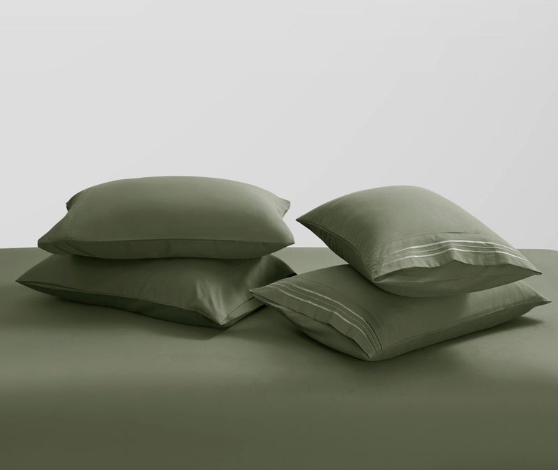 Clara Clark Flex Top King Sheets - Hotel Luxury 6 Piece Bed Sheets for Top Split King Bed - Soft Bedding Sheets & Pillowcases, Head Split King Size. Olive Green - Image 5