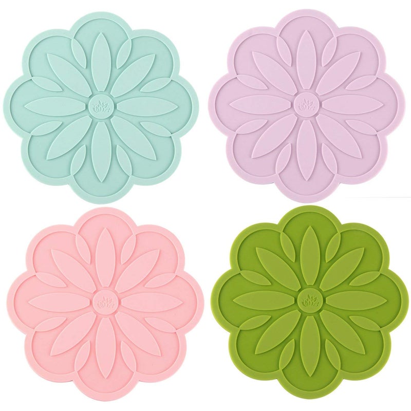 we3 Silicone Pot Holders, Trivet Mat, Jar Opener, Spoon Rest and Kitchen Trivet, Non Slip Flexible, Durable, Heat Resistant Set of 4 18 * 17cm Random Color - Image 1