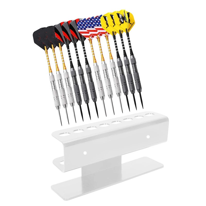 White Wall Mount Dart Holder Stand Rack Holds 8 Darts for Home Bar Game Room - Image 3