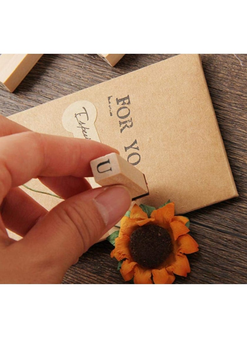 SYOSI Wooden Typeface 24 Letters + 9 Digital Seals with a Wooden Box Gift for Cards Envelopes, Invitations, w i n e Packages, Sealing Wax Included - Image 2