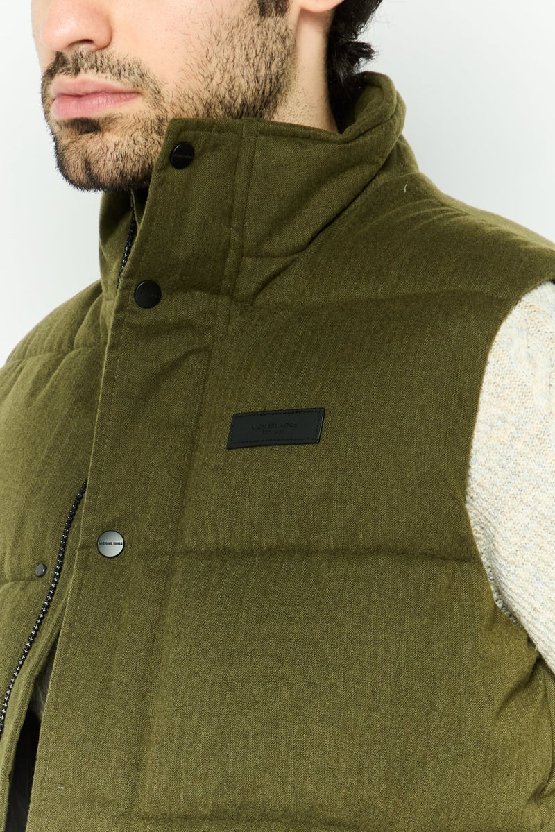 Michael Kors Men Brand Logo Vest Jacket, Olive - Image 2