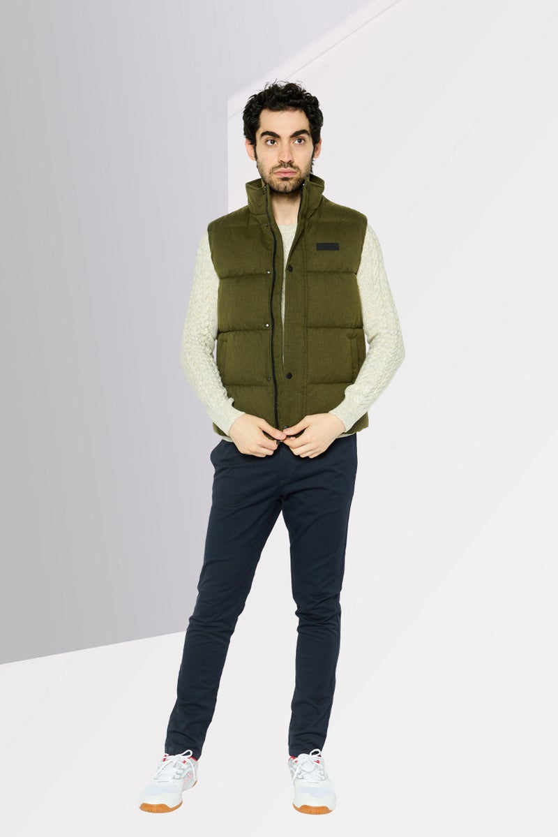 Michael Kors Men Brand Logo Vest Jacket, Olive - Image 3