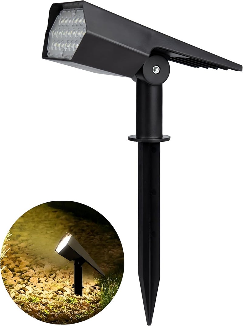 19-LED Solar Spot Light Outdoor, Waterproof Landscape Lighting with Adjustable Head, IP-65 Auto On/Off Dusk to Dawn for Garden, Yard, Pathway & Driveway (WARM WHITE) - Image 1