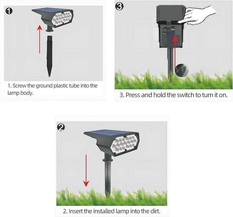 19-LED Solar Spot Light Outdoor, Waterproof Landscape Lighting with Adjustable Head, IP-65 Auto On/Off Dusk to Dawn for Garden, Yard, Pathway & Driveway (WARM WHITE) - Image 5
