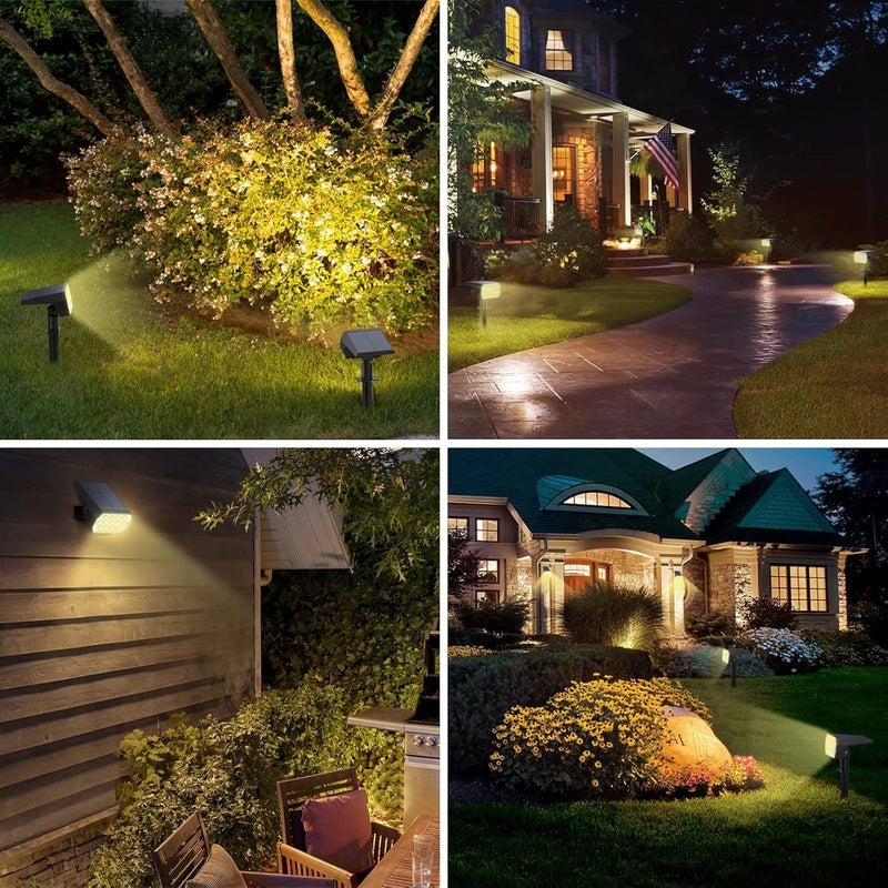19-LED Solar Spot Light Outdoor, Waterproof Landscape Lighting with Adjustable Head, IP-65 Auto On/Off Dusk to Dawn for Garden, Yard, Pathway & Driveway (WARM WHITE) - Image 4