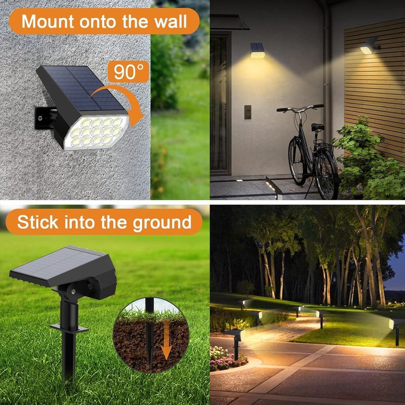 19-LED Solar Spot Light Outdoor, Waterproof Landscape Lighting with Adjustable Head, IP-65 Auto On/Off Dusk to Dawn for Garden, Yard, Pathway & Driveway (WARM WHITE) - Image 3