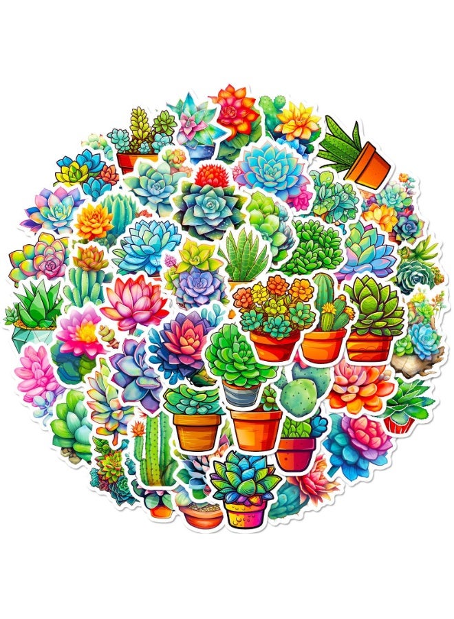 NIBEMINENT 50 Pcs Windy Succulent Deco Kit Waterproof Stickers, High Definition Printing Bright Colors, Suitable for Laptop Skateboard Luggage Water Bottle Guitar DIY - Image 1