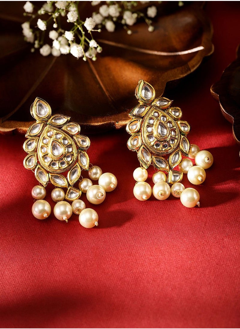 Priyaasi Plated Pearls Drop Earrings  - Image 1