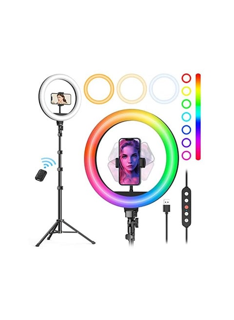 10 Inch Selfie Ring Light With Tripod Stand 72 Inch Tall And Phone Holder 38 Color Modes Stepless Dimmable Speed Led Ring Light For Iphone And Android Youtube Makeup Tik Tok