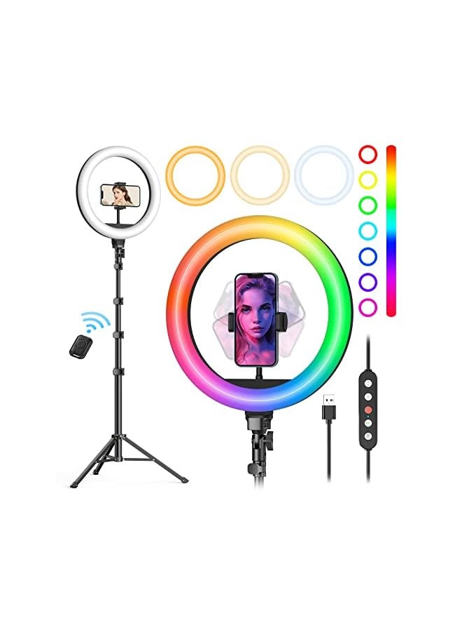 Weilisi - 10 Inch Selfie Ring Light With Tripod Stand 72 Inch Tall And Phone Holder 38 Color Modes Stepless Dimmable Speed Led Ring Light For Iphone And Android Youtube Makeup Tik Tok - Image 1