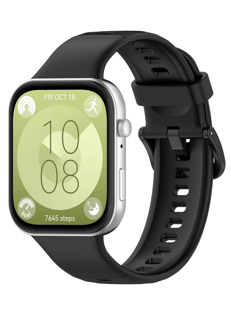 keloray Compatible with Huawei Watch Fit 3 /Fit 4/Fit 4 ProReplacement Strap - Replacement Silicone Wrist Watch Strap Band Compatible with Huawei Watch Fit 3(Silicone Black,just band Not include watch) - Image 1