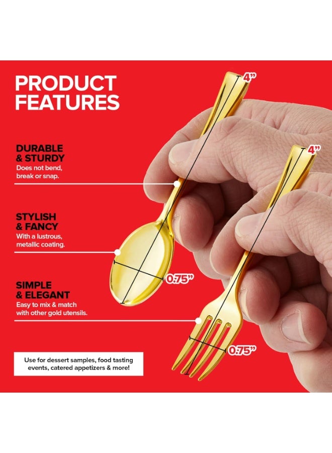 4basix Premium Golden Mini Cutlery Set, 96 Piece Flatware Collection With 48 Spoons And 48 Forks, Reusable Dining Tableware Set For Home Kitchen Events Catering And Serving - Image 5