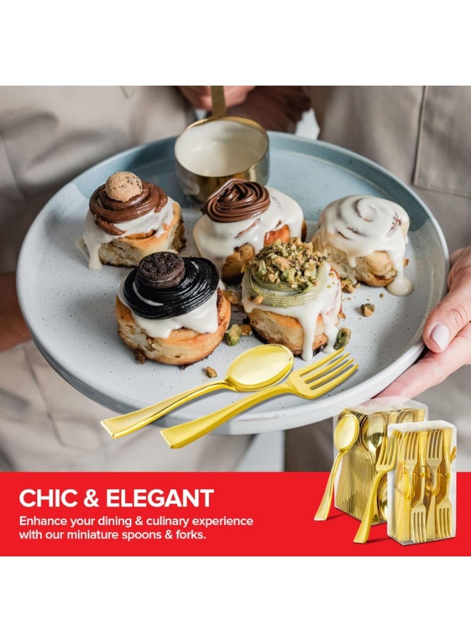 4basix Premium Golden Mini Cutlery Set, 96 Piece Flatware Collection With 48 Spoons And 48 Forks, Reusable Dining Tableware Set For Home Kitchen Events Catering And Serving - Image 2