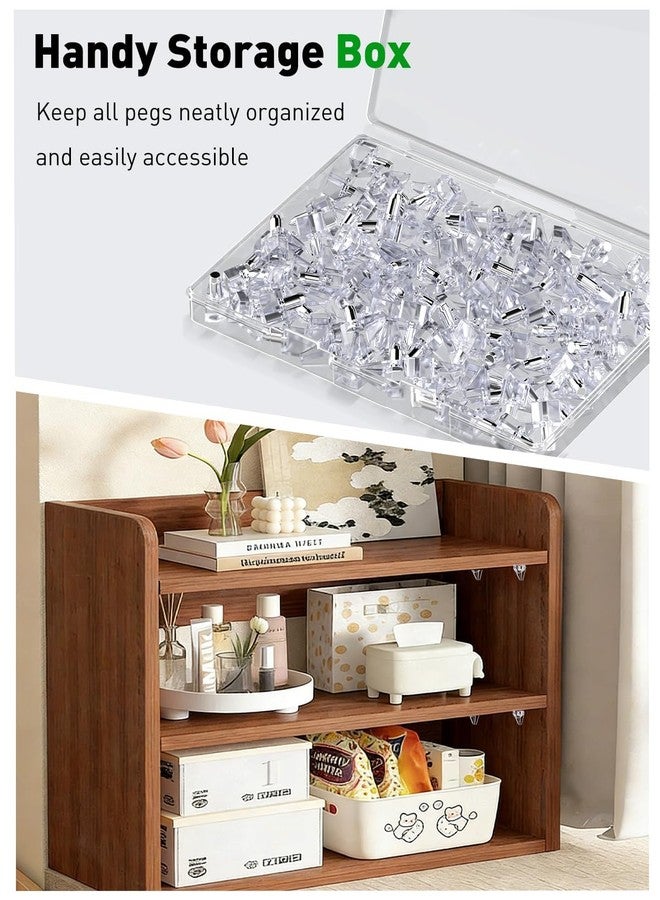 Vibit 100 Pcs Shelf Support Pegs, 5mm Cabinet Shelf Pins, Clear Plastic Cabinet Shelf Pegs Shelf Brackets, Support Pegs for Shelves, Shelf Holders for Kitchen Cabinet Bookcase Cupboard Wood Furniture - Image 5