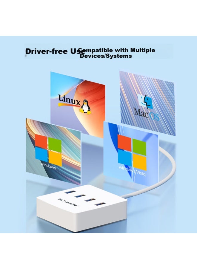 Ult-unite Usb3.0 Splitter Expansion Dock Hub Hub High Speed Four-port Expansion Dock Laptop Desktop One Drag Four Multi-interface Converter Extension Cable - Image 3