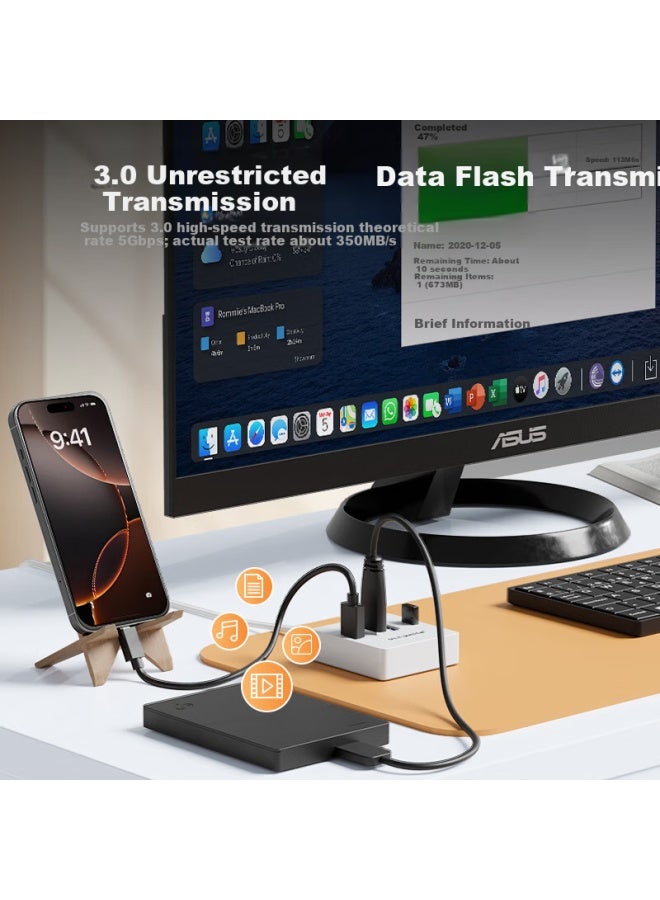Ult-unite Usb3.0 Splitter Expansion Dock Hub Hub High Speed Four-port Expansion Dock Laptop Desktop One Drag Four Multi-interface Converter Extension Cable - Image 2