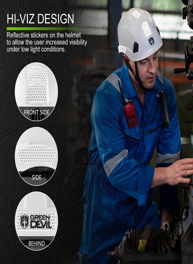 GREEN DEVIL Type 1 Class E Safety Helmet Lightweight Non-Vented White Hard Hat for Men Women - Image 2