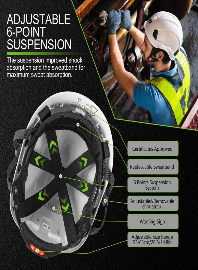 GREEN DEVIL Type 1 Class E Safety Helmet Lightweight Non-Vented White Hard Hat for Men Women - Image 3