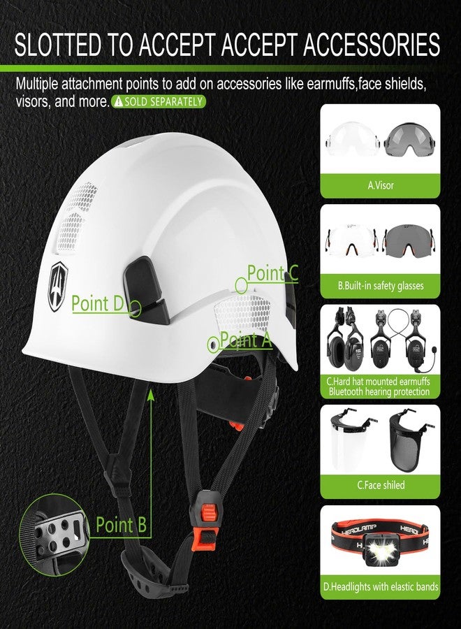 GREEN DEVIL Type 1 Class E Safety Helmet Lightweight Non-Vented White Hard Hat for Men Women - Image 4