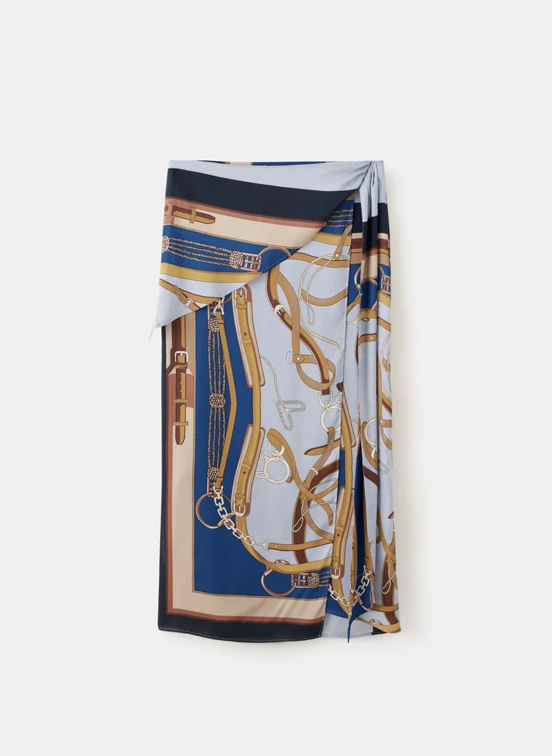 Mango 50-CELESTE Printed Skirt With Knot Detail for Women | Best Price UAE