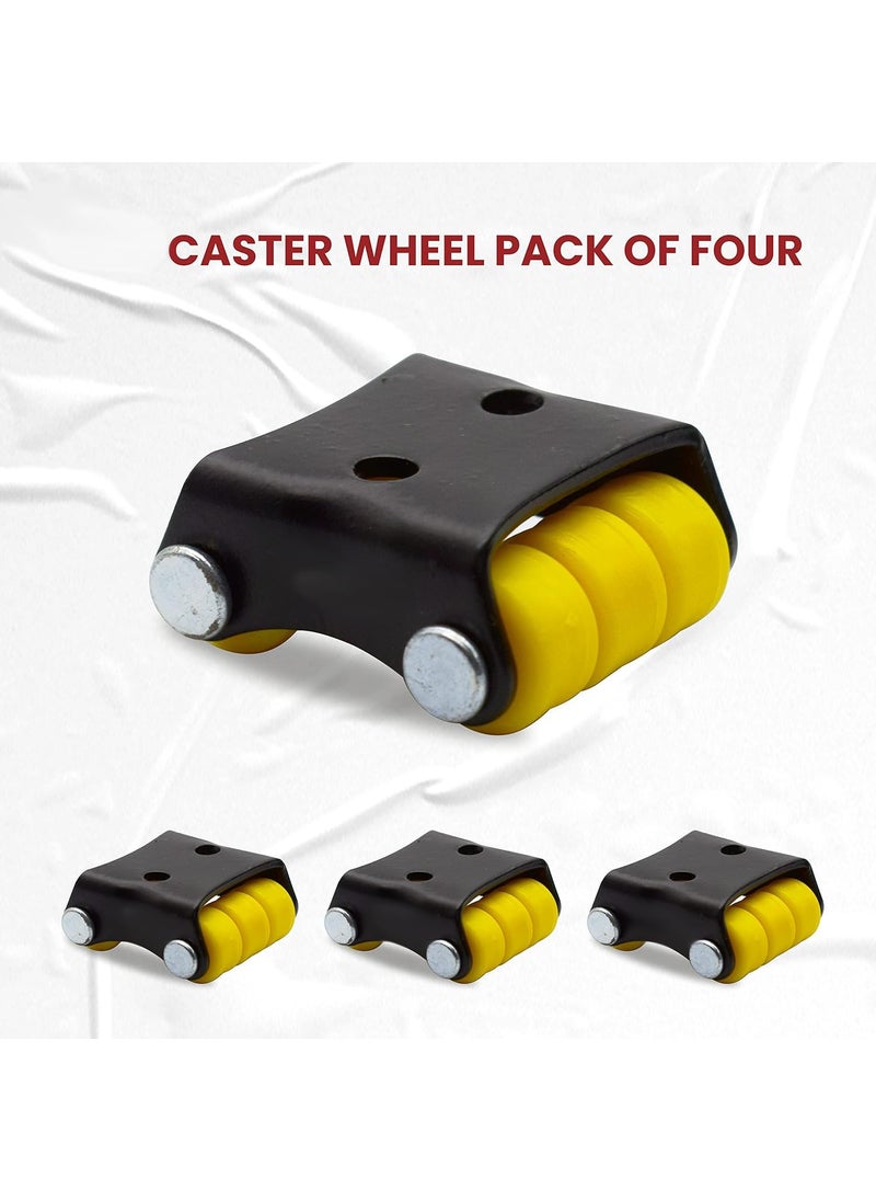 THOISEWELT THOISEWELT Caster Wheel For Furniture Small Size Light Wight Loding Capacity for 150kg Yellow Ring Wheel Fix Plate Castor Wheel  - Image 2