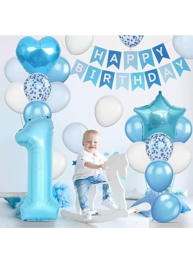 30Pcs 1st Birthday Party Decoration Set – Pastel Balloons, Happy Birthday Banner, Number 1 Foil Balloon, Star & Heart Foil Balloons, Butterfly Stickers for Baby Shower & Kids Birthday - Image 4