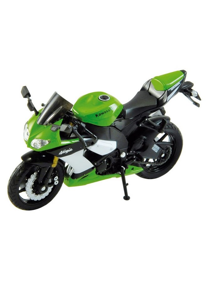 Welly Welly Die Cast Motorcycle Green Kawasaki 2009 Ninja ZX-10R, 1:18 Scale  - Image 1