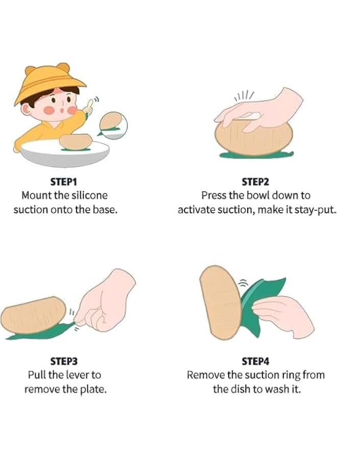 HOOKOR Bamboo Suction Plates Set for Baby,Toddler Divided Platter Food bowl with Silicone Fork & Spoon,All-Natural Baby Feeding Set for Baby-Led Weaning, Cute Crab Shape Non-Slip Design - Image 5