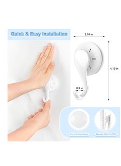 Excefore Suction Cup Hooks, 2 Pcs White Waterproof Shower Suction Hooks, Removable Heavy Duty Vacuum Suction Cup Hooks, Reusable Window Glass Door Suction Cup Hanger Holders for Bathroom, Kitchen, Decor  - Image 4