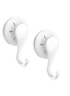 Excefore Suction Cup Hooks, 2 Pcs White Waterproof Shower Suction Hooks, Removable Heavy Duty Vacuum Suction Cup Hooks, Reusable Window Glass Door Suction Cup Hanger Holders for Bathroom, Kitchen, Decor  - Image 1
