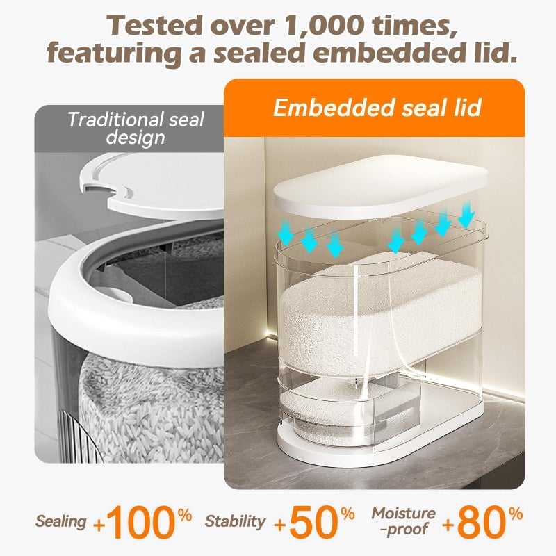 SYNCVIBE Rice Dispenser 22-25 Lbs Rice Storage Container with Measuring Cup Moisture Proof, Large Cereal Dry Food Storage, Household Airtight Food Dispenser Bucket for Kitchen Pantry Organization - Image 5
