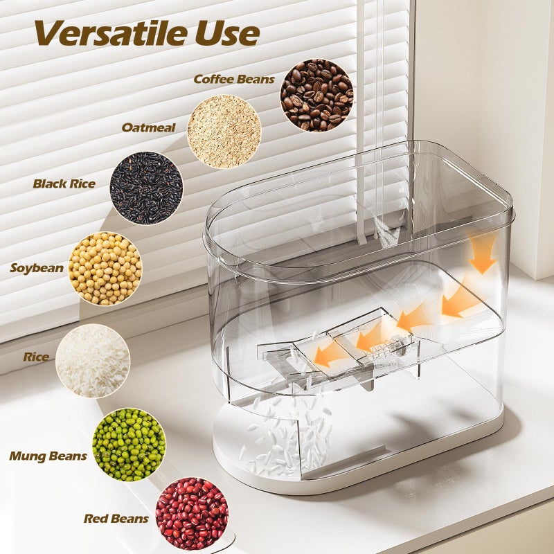 SYNCVIBE Rice Dispenser 22-25 Lbs Rice Storage Container with Measuring Cup Moisture Proof, Large Cereal Dry Food Storage, Household Airtight Food Dispenser Bucket for Kitchen Pantry Organization - Image 3