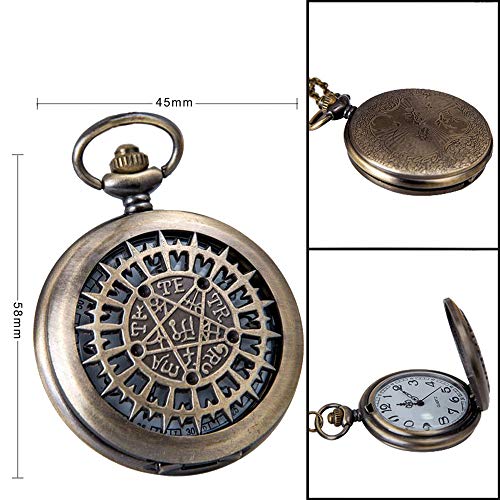 VIGOROSO Mens Pocket Watch Black Butler Antique Hollow Quartz Bronze Steampunk in Box - Image 2