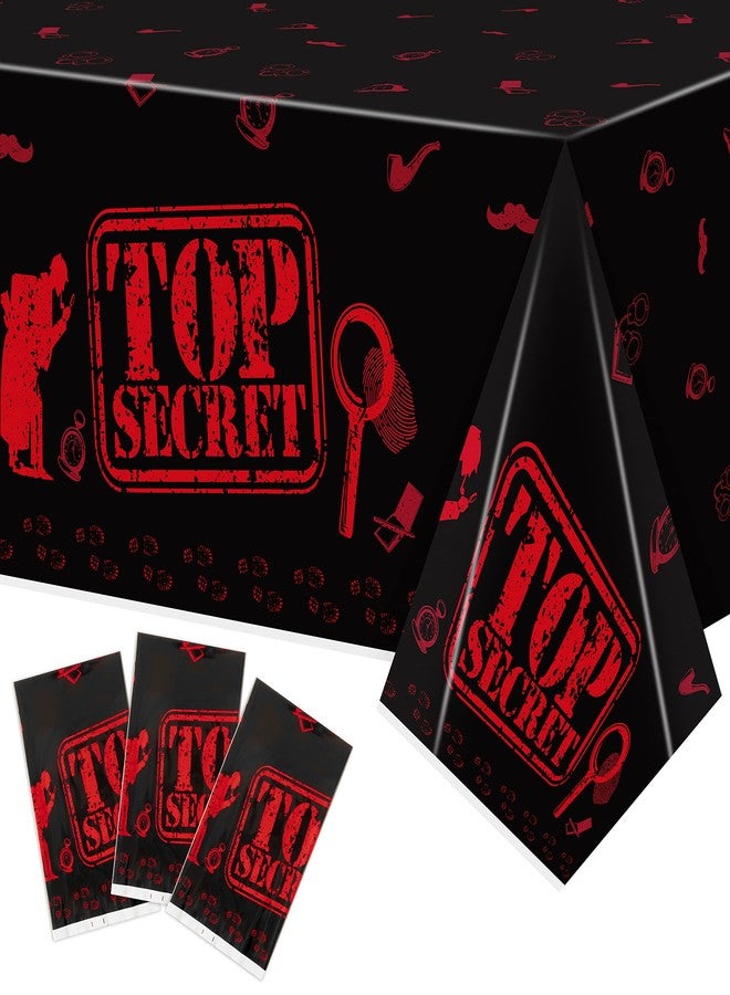 K1tpde 3PCS Spy Party Tablecloths for Kids Birthday Secret Agent Theme Table Covers Spy Plastic Table Cloth Secret Themed Party Decorations for Boys - Image 1