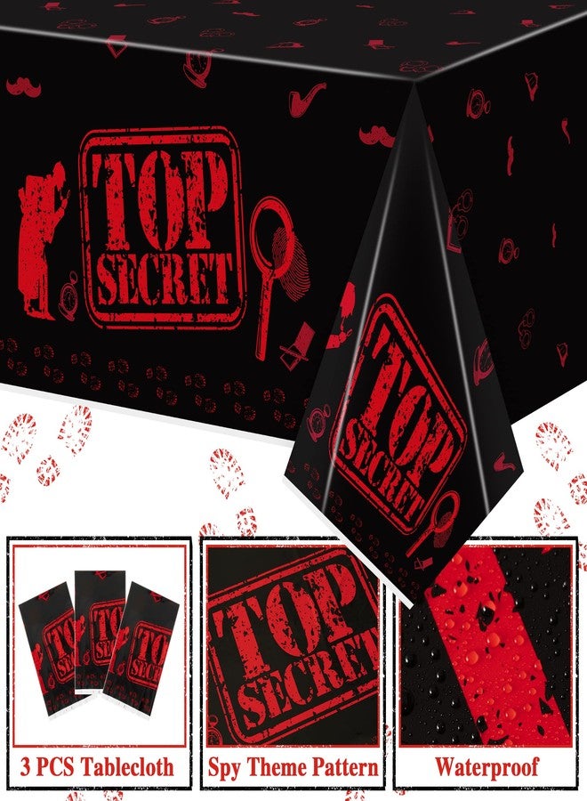 K1tpde 3PCS Spy Party Tablecloths for Kids Birthday Secret Agent Theme Table Covers Spy Plastic Table Cloth Secret Themed Party Decorations for Boys - Image 3