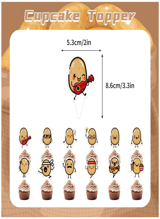 LHDUOFA Potato Party Supplies - Cartoon Birthday Decorations Including Happy Banner, Cake Topper, Cupcake Toppers, Balloons for Baby Shower - Image 5