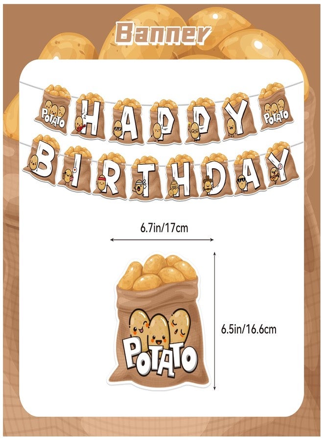 LHDUOFA Potato Party Supplies - Cartoon Birthday Decorations Including Happy Banner, Cake Topper, Cupcake Toppers, Balloons for Baby Shower - Image 3