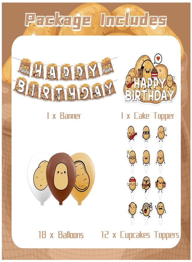 LHDUOFA Potato Party Supplies - Cartoon Birthday Decorations Including Happy Banner, Cake Topper, Cupcake Toppers, Balloons for Baby Shower - Image 2