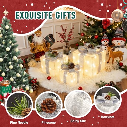 MICLIONLED Set of 3 Valentines Day Lighted Gift Boxes,Outdoor Indoor Holiday Decorations,Plug-in 65 LED Light Up Present Boxes for Indoor Outdoor Home Yard Lawn Holiday Wedding Birthday Party Decor - Image 2