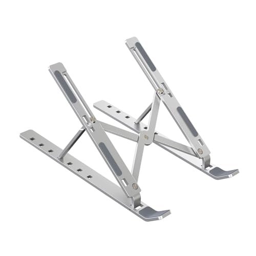 Ant Esports ALS05 6-Angle Adjustable Aluminum Laptop Stand for Desk | Foldable Portable Ergonomic Tabletop Notebook Riser | Anti-Slip Design | for MacBook, HP, Dell, Lenovo & All Laptops | Silver - Image 1