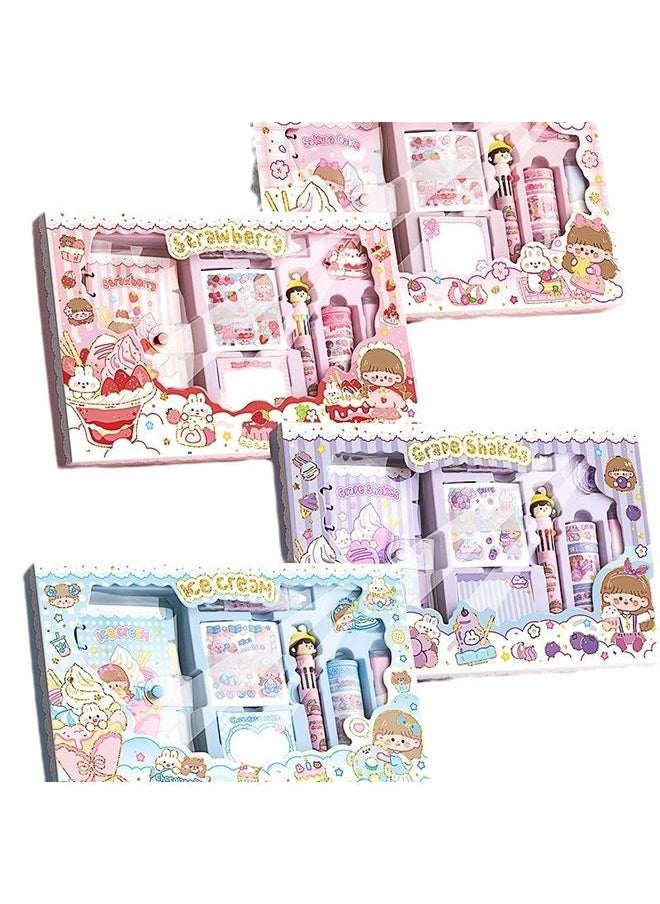 Hand Account Suit Gift Box Girl's Cute Girl's Hand Account Book Walking Stick Book Children's Goo Card Full Set Of Student Stationery Girl's