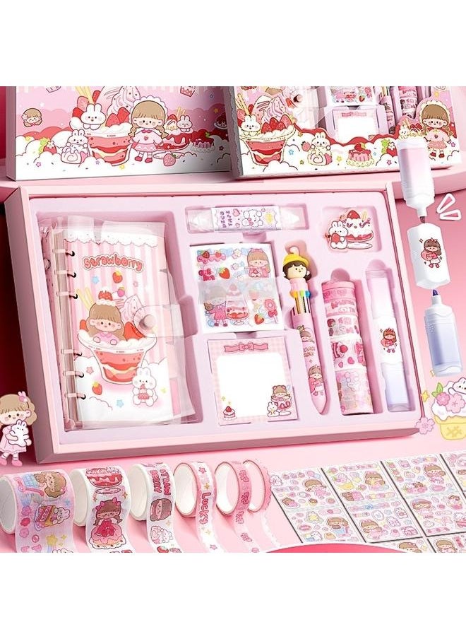 Hand Account Suit Gift Box Girl's Cute Girl's Hand Account Book Walking Stick Book Children's Goo Card Full Set Of Student Stationery Girl's