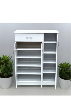 Galaxy Design Galaxy Design Wooden Shoe Cabinet with 3 Doors and 1 Drawer, 5-Tier Large Storage Shoe Organizer, Thailand Design, Shoe Rack for Hallway and Living Room, White  - Image 4