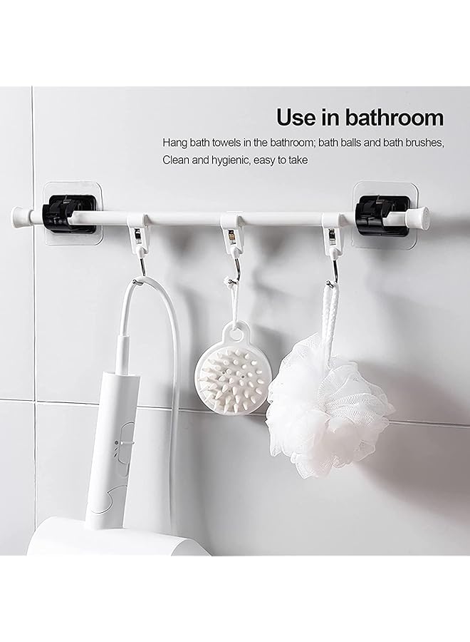 erorex 6 Pack No Drill Curtain Rod Brackets Self Adhesive No Drilling Curtain Rod Holder Hooks Nail Free Curtain Rod Hangers Save Space For Bathroom Kitchen Home Transparent Black And White - Image 3