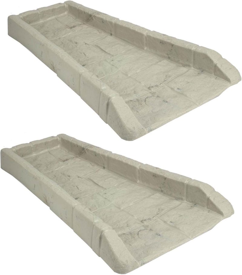 suncast Poly Composite Easy to Use Decorative Outdoor Rain Gutter Downspout Extension Splash Block for Drains Under Gutters, Tan, 2 Pack - Image 1