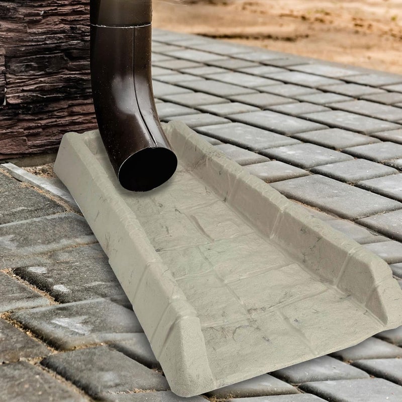 suncast Poly Composite Easy to Use Decorative Outdoor Rain Gutter Downspout Extension Splash Block for Drains Under Gutters, Tan, 2 Pack - Image 4